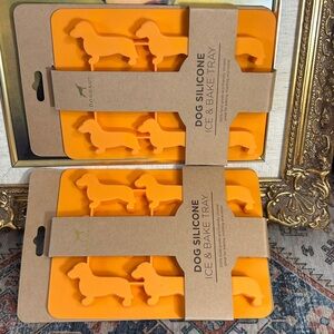 Dachshund SET 2 Doxie Weiner Dog Silicone Ice & Baking Bake Mold Trays NEW NWT